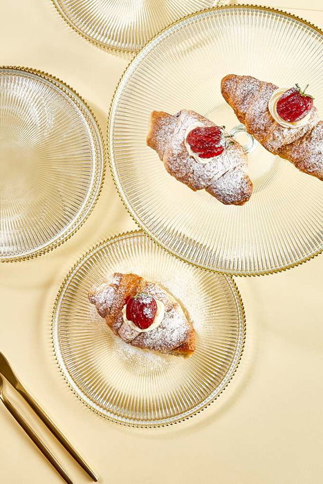 Hermia Set de Platos de Postre Paris de Vidrio con Soporte (7 Piezas) de 21 cm Hermia Set de Platos de Postre Paris de Vidrio con Soporte (7 Piezas) de 21 cm